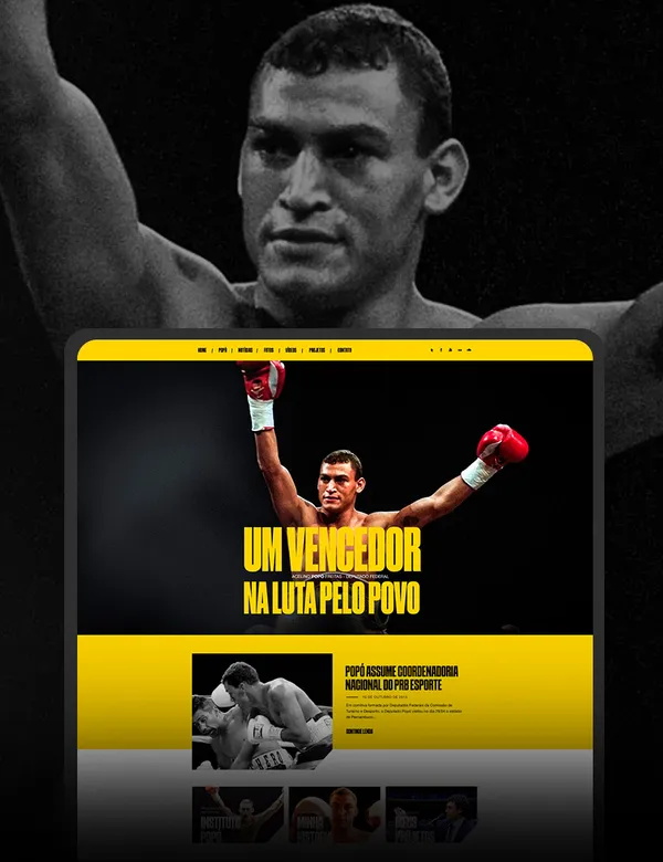 Case Acelino Popó de Freitas — projeto Website da Wolf Studio